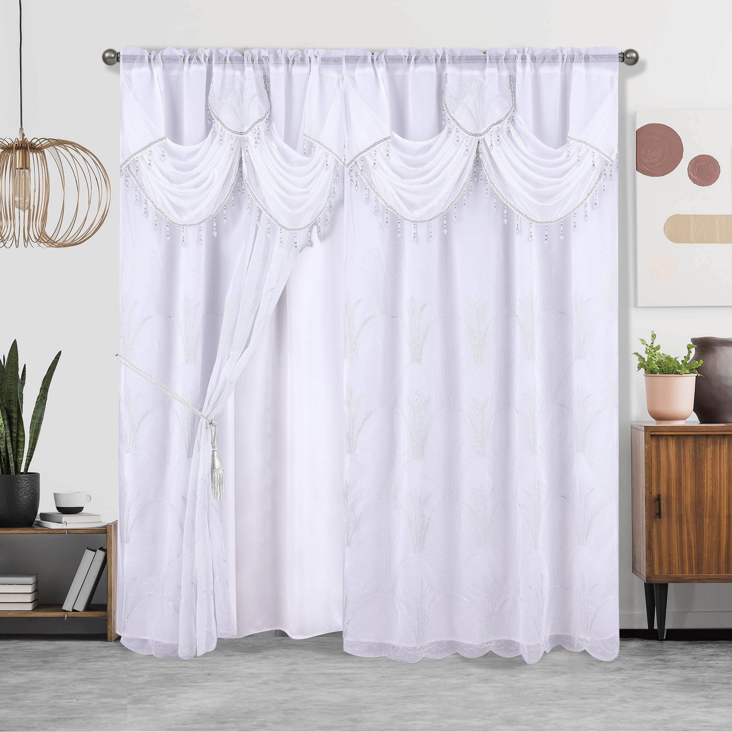 1pc, Embroidery Double Layer Curtain, Suitable For Home Decoration, Living Room Bedroom Curtain, 52X84in