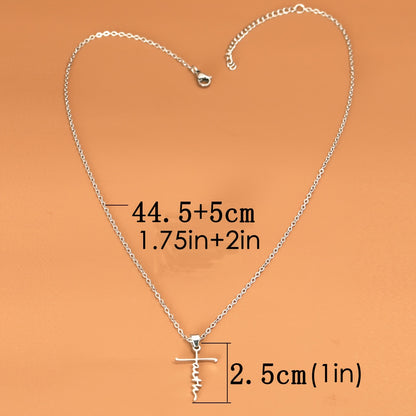 3pcs Stainless Steel Christian Faith Words Pendant Necklace, Unisex Couple Jewelry Gift