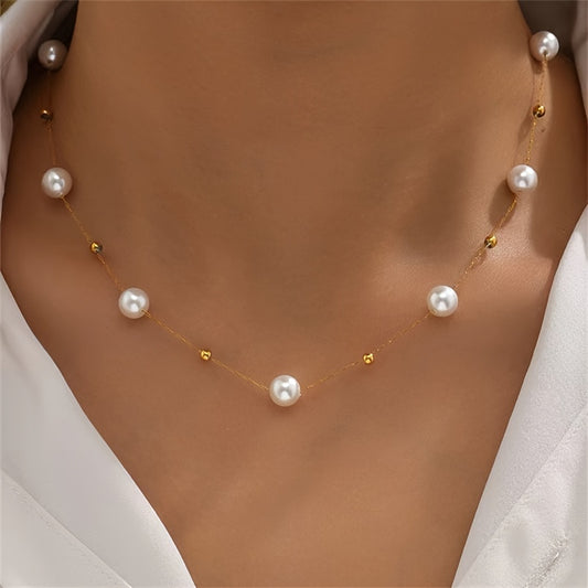 Imitation Pearl Beads Necklace Baroque Elegant Neck Jewelry Gift