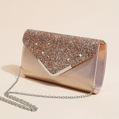 Elegant Sequins Decor Banquet Bag, Classic Evening Bag For Party, Women's Chain Bag For Carnaval Use & For Music Festival