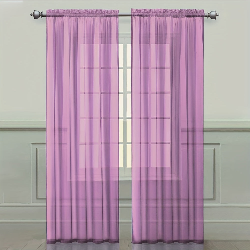 2Pcs Modern Home Window Decoration, Sheer Voile Curtains For Living Room, Kitchen Tulle Curtains (100cm/39.4in * 200cm/78.7in)