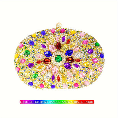 Sunflower Rhinestone Evening Clutch, Luxury Shiny Party Cocktail Purse, Women's Wedding Prom Dinner Handbag For Carnaval Use And For Music Festival