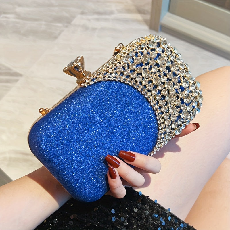 Women Clutch Bag Rhinestone Bling Sequin Evening Bag Vintage Crystal Beaded Wedding Cocktail Party Purse Sparkling purse