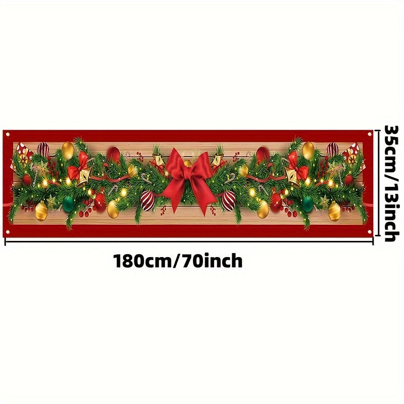 Christmas Polyester Table Runner – Machine Made Geometric Pattern with Holiday Theme for Christmas – Durable, Festive Table Cover for Seasonal Decor, Perfect for Christmas and New Year Celebrations