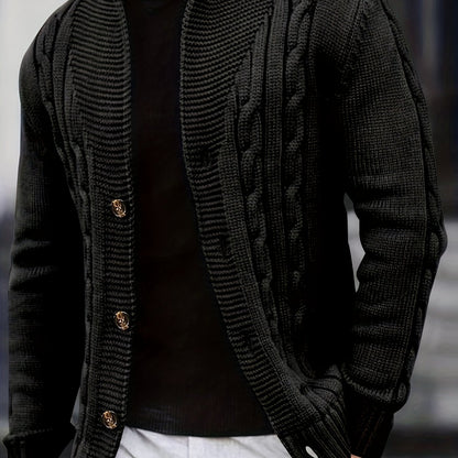 Cozy Men's Rib Knit Long Sleeve Button Up Cardigan - Soft, Chic, and Trendy Comfy Top for Autumn and Winter Outdoors Leisurewear with Relaxed Fit and Versatile Style