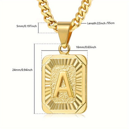 Timeless Initial Pendant Necklace - A-Z Personalization - Durable Stainless Steel Cuban Chain for Men and Women