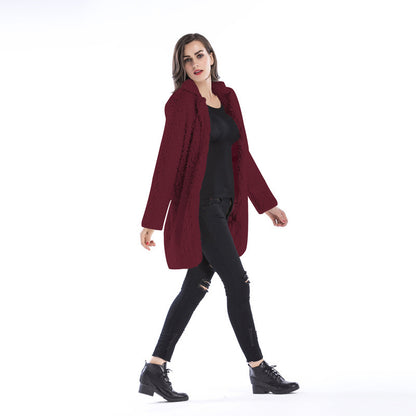 LOVECCR winter new lamb wool coat women's Hot lapel woolen medium and long coat cotton coat