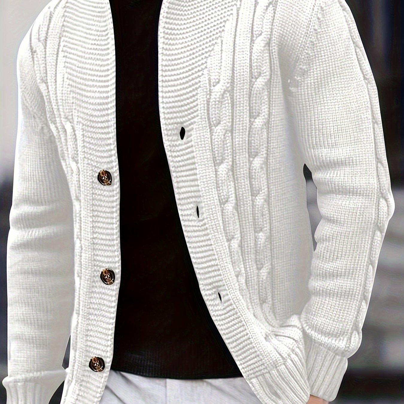 Cozy Men's Rib Knit Long Sleeve Button Up Cardigan - Soft, Chic, and Trendy Comfy Top for Autumn and Winter Outdoors Leisurewear with Relaxed Fit and Versatile Style