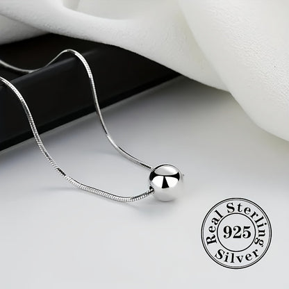 925 Sterling Silver Snake Bone Chain Small Ball Necklace - Perfect Anniversary Gift for Wife with Exquisite Gift Box