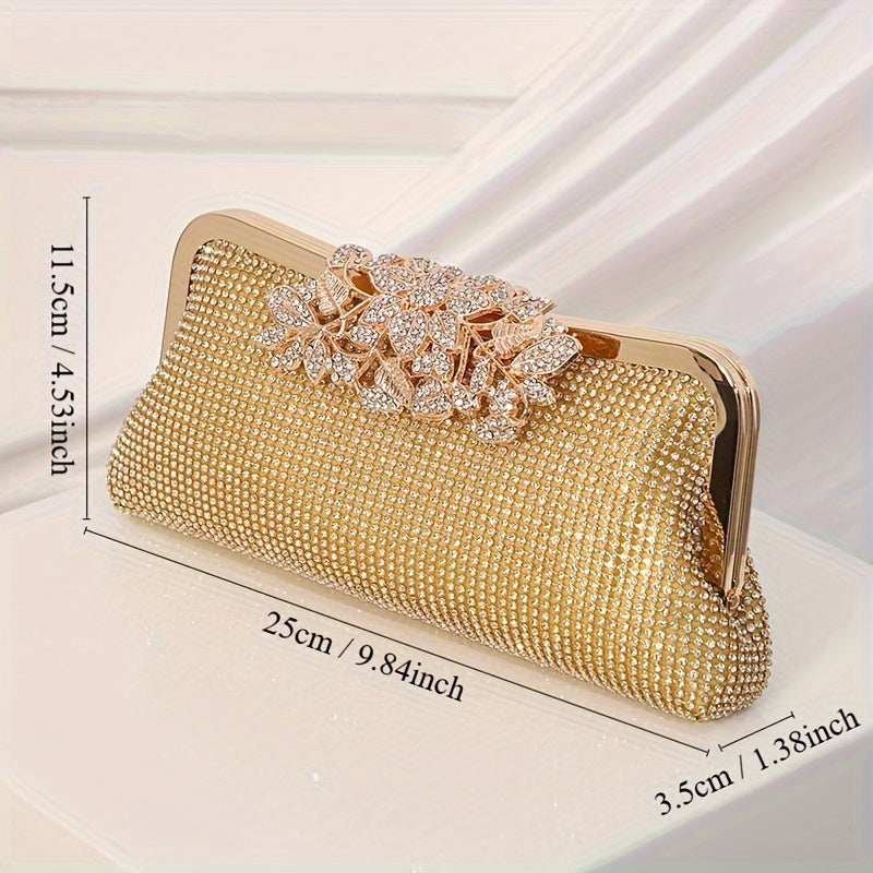 Elegant Evening Clutch Bag For Women, Rhinestone Fashion Small Purse For Weddings | Luxurious Dinner Bag