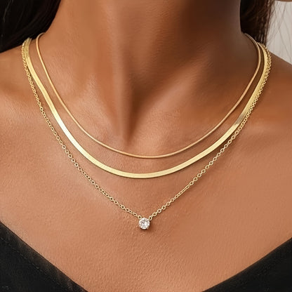 6pcs Dazzling Rhinestone Choker Necklace Set - Trendy Layered Pendant Jewelry with Dainty Snake Chain for Women and Girls - Perfect Gift Idea