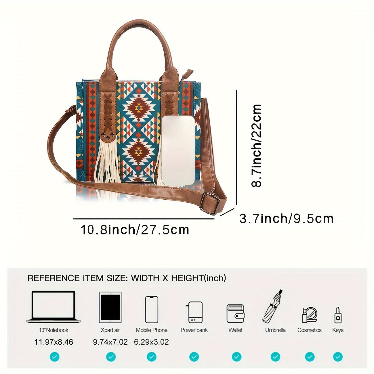 Bohemian Retro Print Tassel Tote Bag, Vintage Canvas Shoulder & Crossbody Handbag with PU Leather Straps for Women