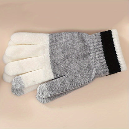 Festive Winter Knit Hat, Scarf, and Gloves Set for Teens: Striped Design, Soft Fleece, and Touchscreen Compatible