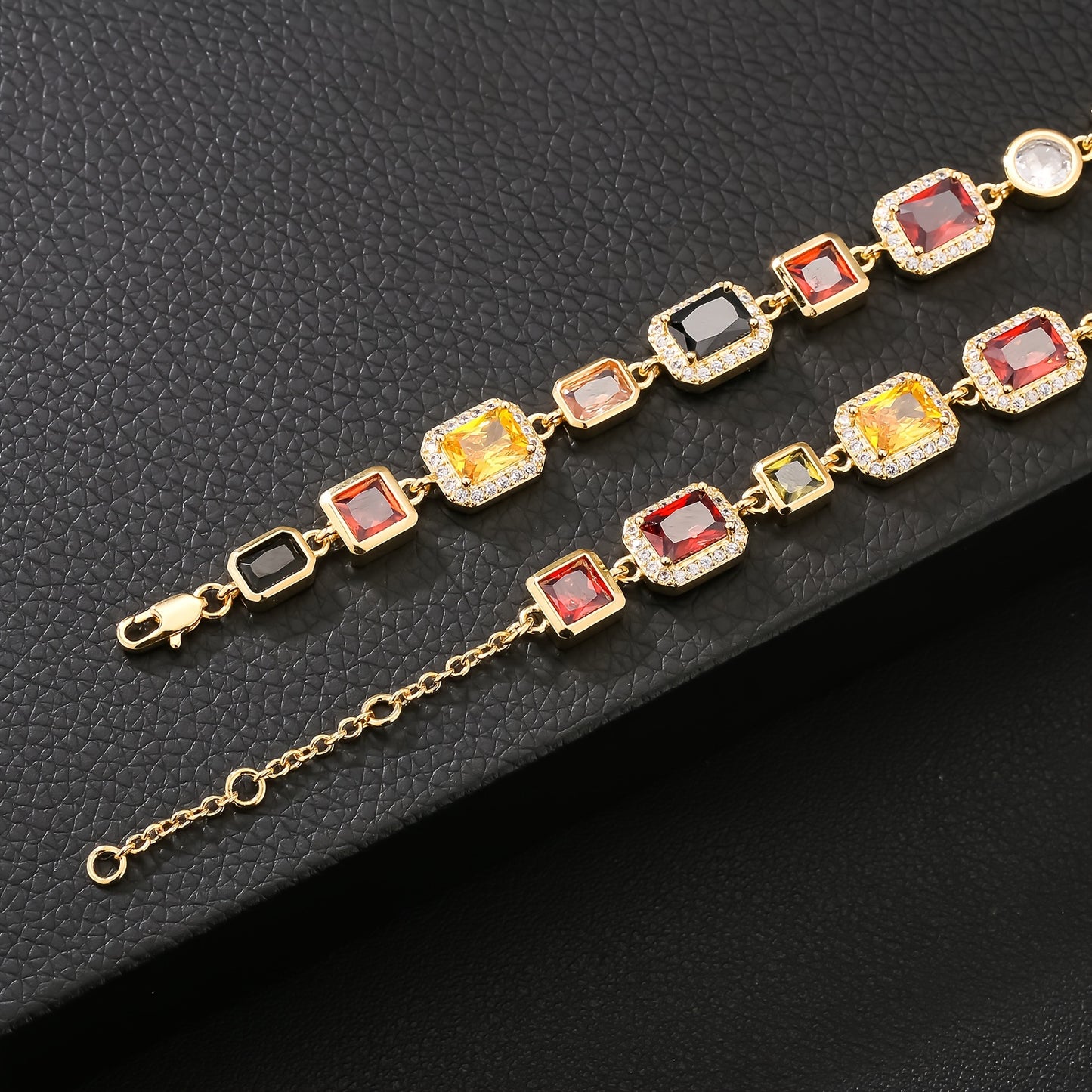 1pc 10MM Dazzling Colourful Synthetic Zirconia Chain Necklace - 18K Gold Plated, Glamorous, Copper Base, Synthetic Gemstone, Perfect Gift for Men and Women, Ideal for Fathers Day, Birthday, Anniversary and Daily Wear