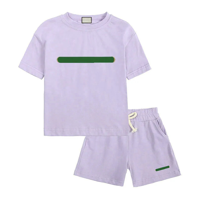 Kids Clothing Sets Boys Girls Tracksuits Suit Letters Print 2pcs Designer T shirt short pants Suits Chidlren Casual Sport Clothes 90-160 2 Styles