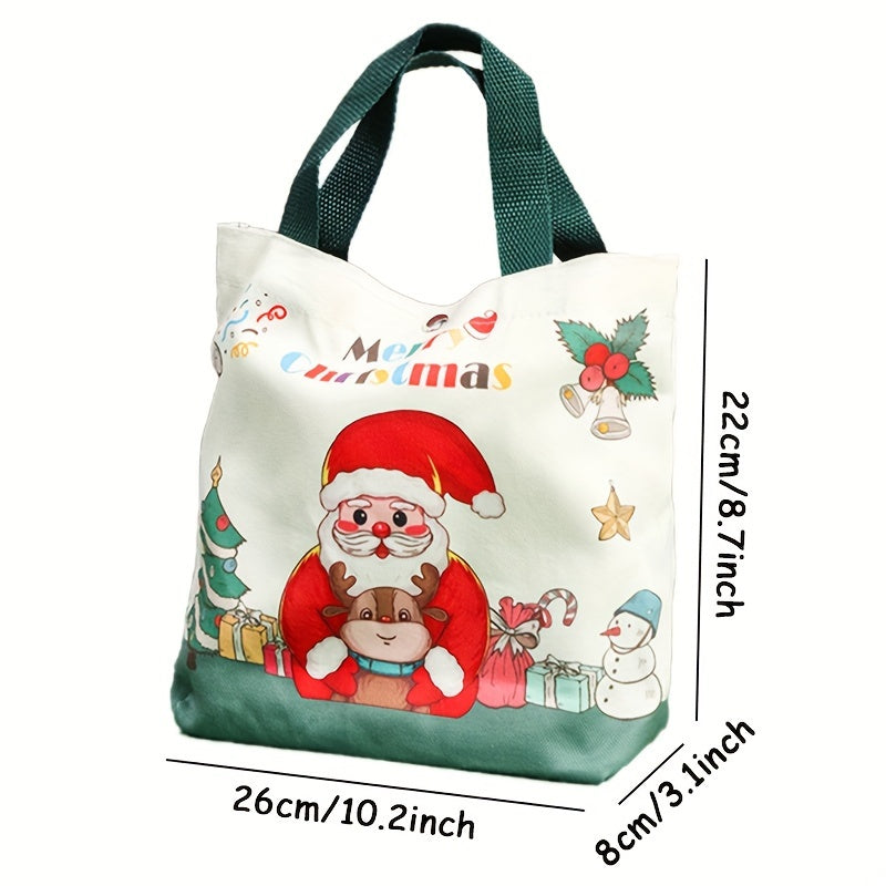 Festive Christmas Handheld Cloth Bag: Cartoon Santa Claus, Xmas Tree, Gift Bag - Merry Christmas Decor - Noel, Natal, Navidad, Happy New Year 2025 - 26Cm/10.2Inch, 8Cm/3.1Inch