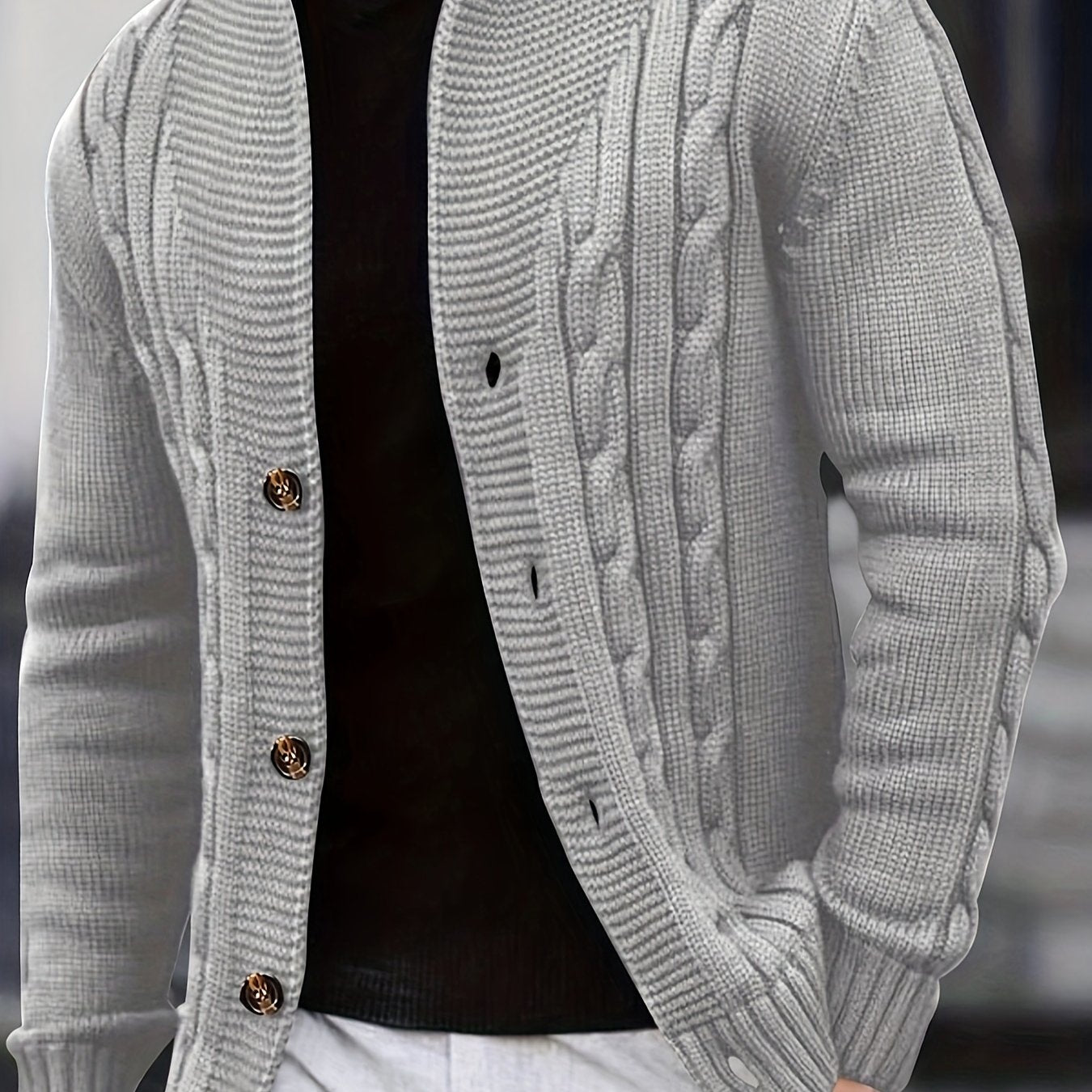 Cozy Men's Rib Knit Long Sleeve Button Up Cardigan - Soft, Chic, and Trendy Comfy Top for Autumn and Winter Outdoors Leisurewear with Relaxed Fit and Versatile Style