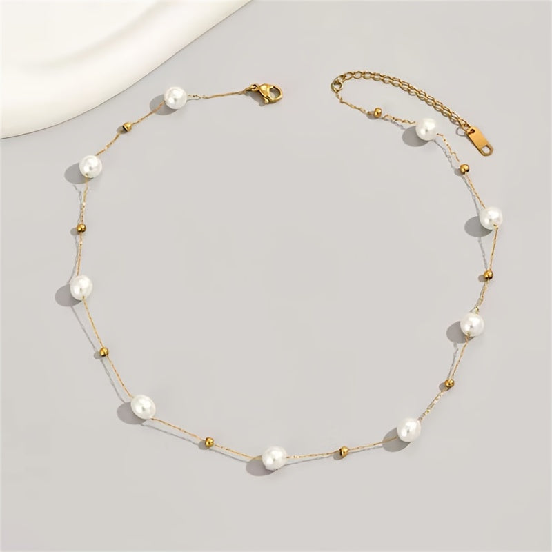 Imitation Pearl Beads Necklace Baroque Elegant Neck Jewelry Gift