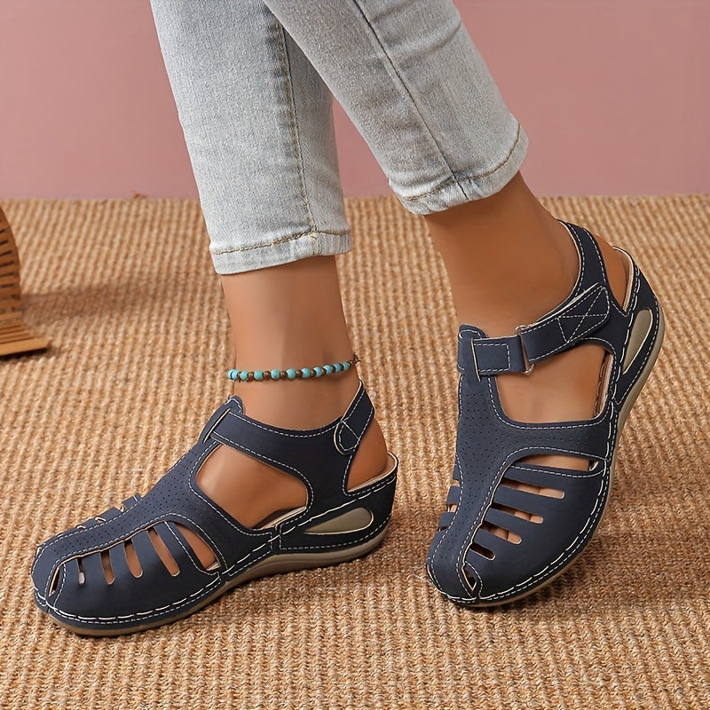 Womens Fashionable Wedge Heeled Sandals - Stylish Cutout Design, Platform Comfort - Perfect Summer Footwear for Trendsetters