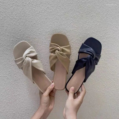 Slippers Summer Lovely Bow-knot Sandals Outdoor Women Slipper Indoor Flat Heel Casual Beach Non-slip Slides Ladies Open Toe Sandal Shoes