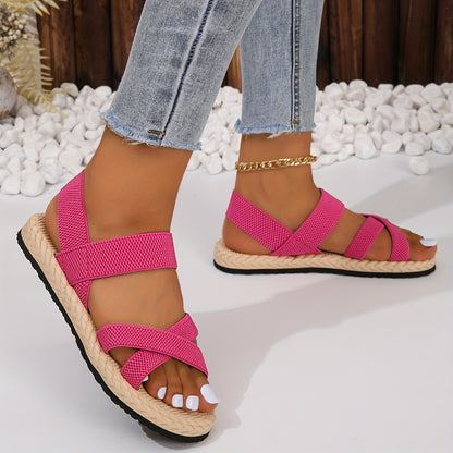 Women's Flat Heel Open-Toe Sandals – Chic Strappy Casual Shoes, Lightweight & Comfortable for Everyday Elegance