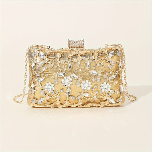 Elegant Rhinestone Evening Bag, Classic Banquet Handbag, Women's Formal Dinner Purse For Wedding Party Prom