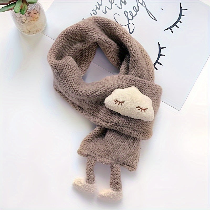 1pc Baby Knitted Scarf, Cute Cartoon Cross Scarf, Warm Neck Wrap For Boys And Girls, Autumn And Winter