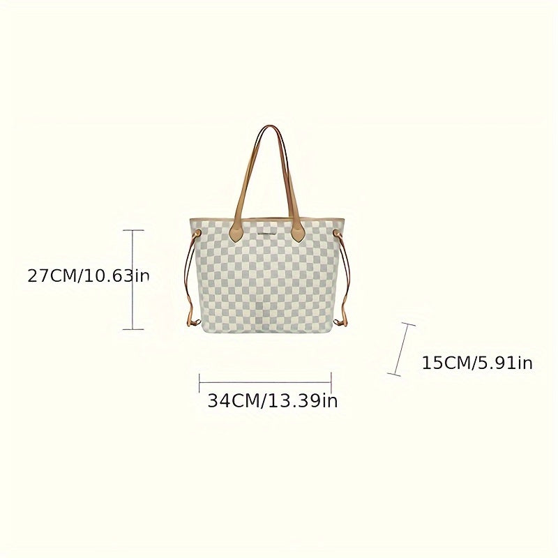 Trendy Plaid Pattern Tote Bag For Women With A Large Capacity For Commuter