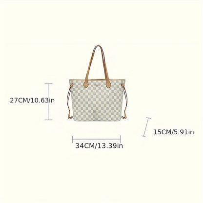 Trendy Plaid Pattern Tote Bag For Women With A Large Capacity For Commuter