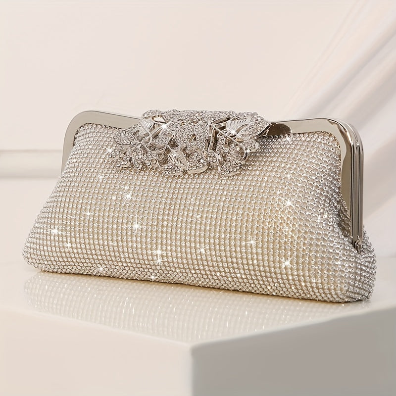 Elegant Evening Clutch Bag For Women, Rhinestone Fashion Small Purse For Weddings | Luxurious Dinner Bag