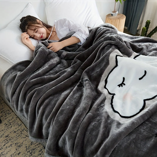 Cozy 200cm x 230cm Double Layer Flannel Blanket - Winter Warmth for Your Bed or Sofa - Soft, Comfortable, and Machine Washable - Cartoon Design