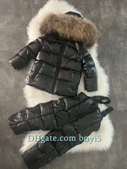 Down coat childrens jacket baby boys clothing Winter outwear keep warm puffer jackets kids fur collar hooded outerwear coats for boy girls clothes Christmas gift