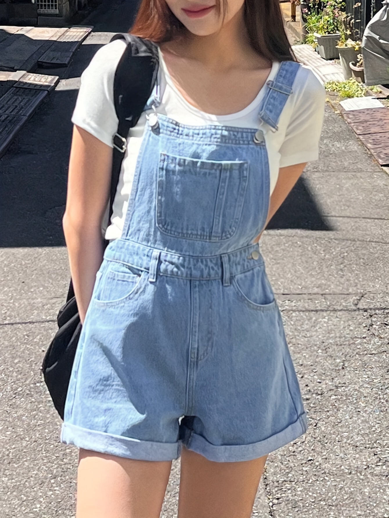 Womens Refined Denim Romper Shorts - Adjustable Buckle Straps, Cuffed Hem, Washed Jean Shortalls Playsuit, Sleeveless Overall for Effortless Summer Chic