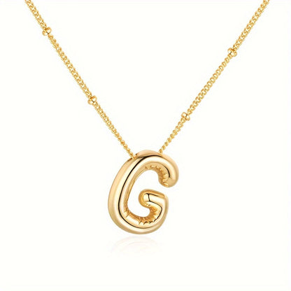 Chic Bubble Letter Necklace - Customizable Initial Pendant with 18K Gold Plated Glam - Delicate & Puffy Alphabet Jewelry for Women & Girls - Perfect Personalized Gift