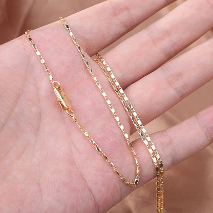 1pc Chic Italian 2MM Flat 18K Gold Plated Punk Necklace Chain - Unisex DIY Link Fashion Jewelry for Style Mavens