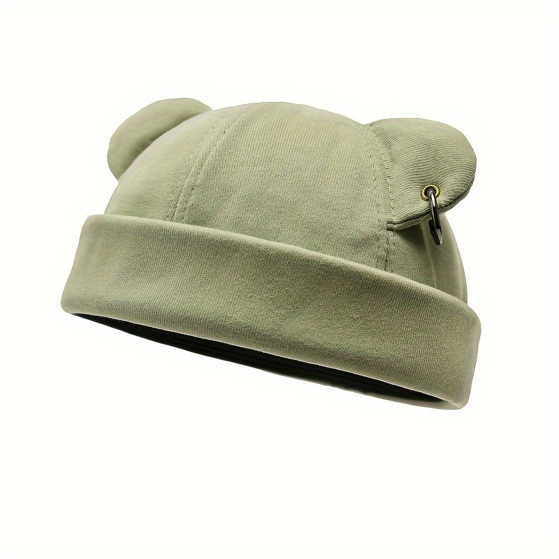 1pc Unisex Skullcap Beanie Rolled Cuff Hat No Brim Hats With Adjustable