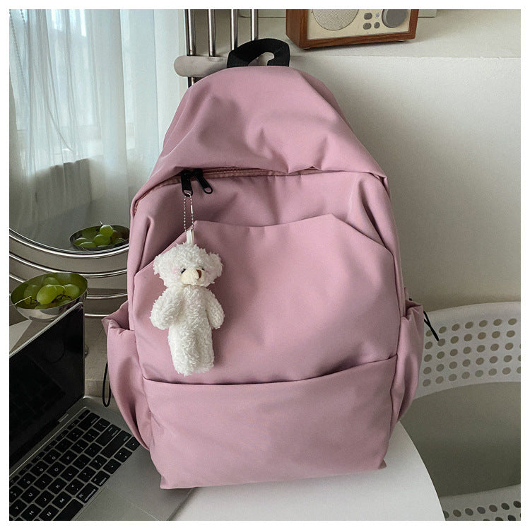 loveccr Mori Style Large Capacity Solid Color Backpack Men's Trendy Ins Korean Style All-Matching School Bag Female High School Student Campus Backpack