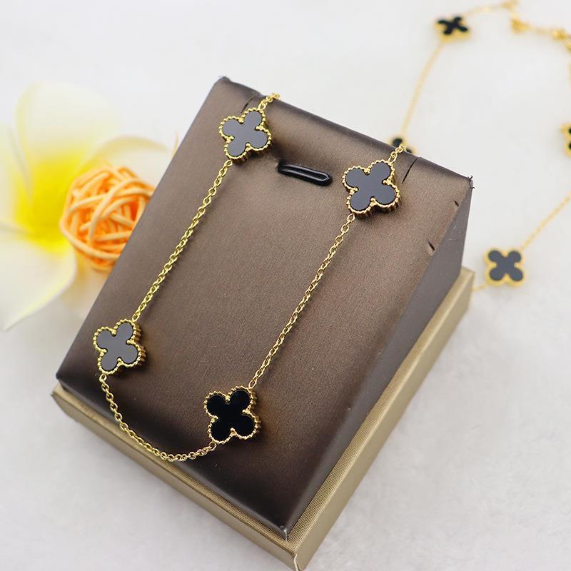 Cross-Border Hot 10 Flower Sweater Chain Double-Sided Clover Necklace Affordable Luxury Fashion Flower Pendant Clavicle Chain Necklace