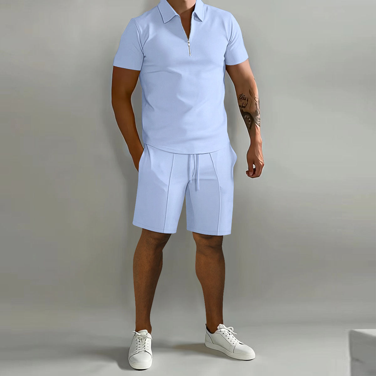 Summer    Cross Border Men's Clothing Polo Casual Loose Short Sleeves Shorts Sports Suit