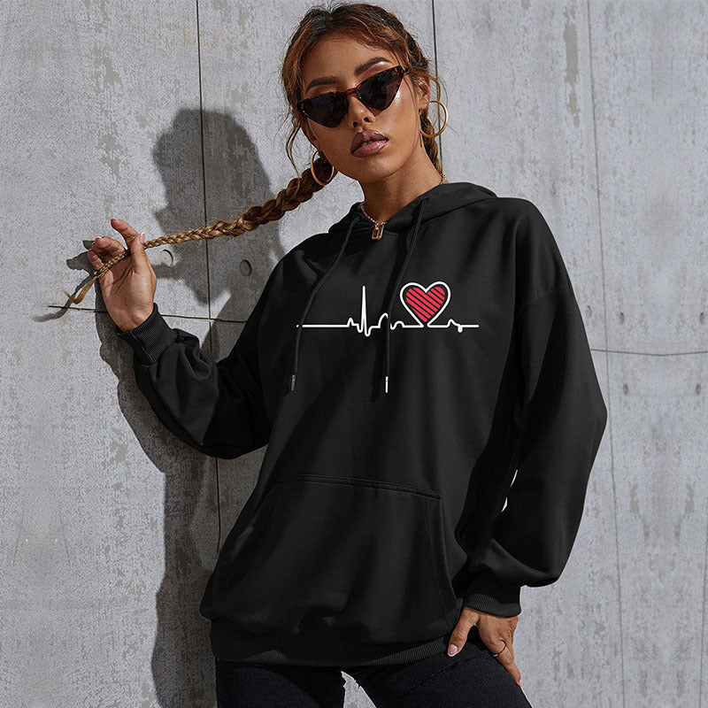 LOVECCR popular new autumn and winter leisure sports hoodie South East Asia New Popular trade women's printed long-sleeved hooded sweater