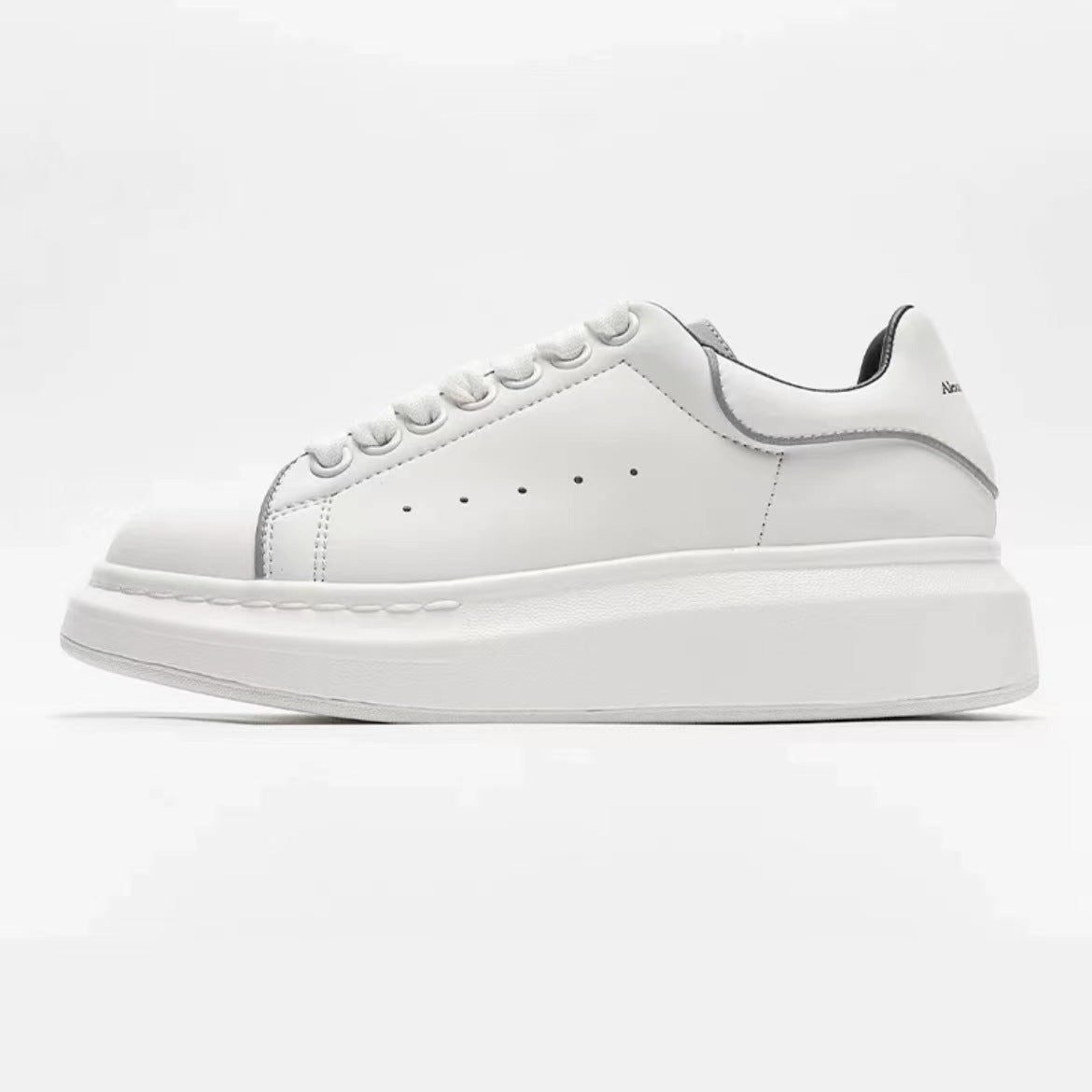 loveccr McQueen White Shoes Men's and Women's Genuine Leather Spring and Summer High Version New Thick Bottom Increased Casual Versatile Sneakers