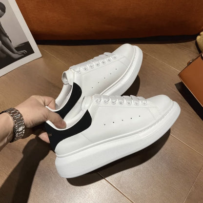 loveccr McQueen White Shoes Men's and Women's Genuine Leather Spring and Summer High Version New Thick Bottom Increased Casual Versatile Sneakers