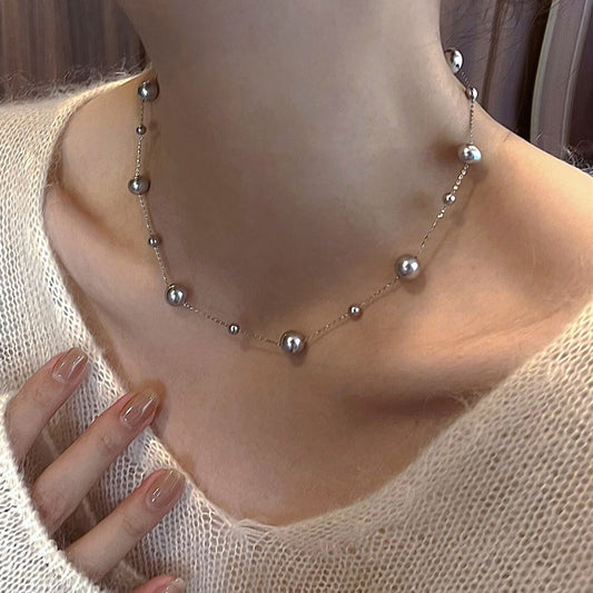 Zhenduo Heather Gray Starry Pearl Necklace Light Luxury Minority High-Grade Y-Shaped Necklace Simple Clavicle Chain