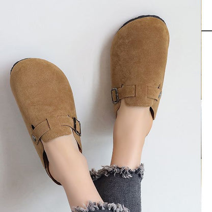 Korean Style Thick Bottom Boken Outerwear Toe Box Women's Shoes Autumn  Retro New Slip-on Fashion Casual Slippers