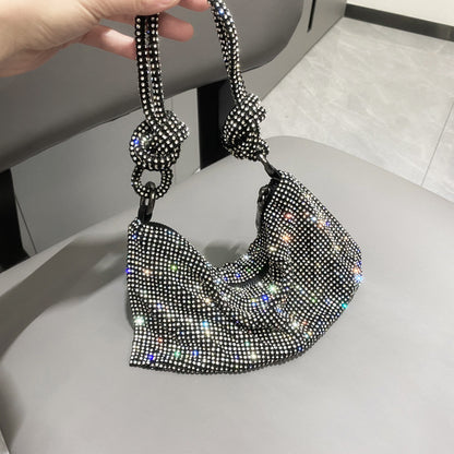 loveccr Cross-Border Women's Bag  New Rhinestone Underarm Bag Diamond-Embedded Full Diamond Handbag Pink Bag Small Clutch Women's Bag