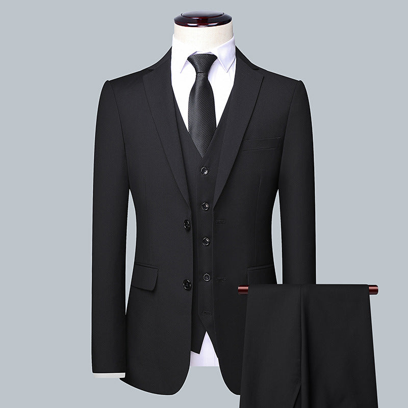 LOVECCR   Men's Suit Set Three-Piece Korean Slim Suit Men's Business Professional Formal Wear Best Man Groom Wedding Suit