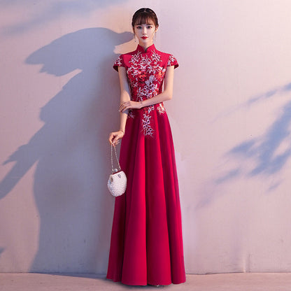 LOVECCR  Chinese Evening Dress Female  New Noble Banquet Host Temperament Long Cheongsam Chorus Performance Skirt Female