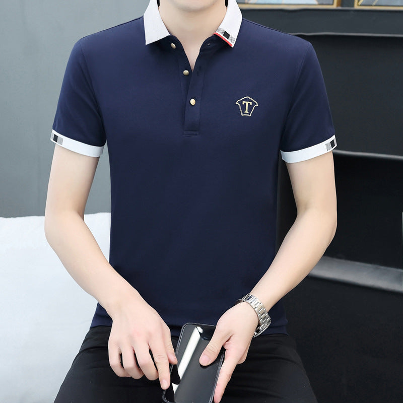 New Pearl Cotton Short-Sleeved Polo Shirt Men's Business Casual Half-Sleeved Men's T-shirt Men's Work Clothes Wholesale