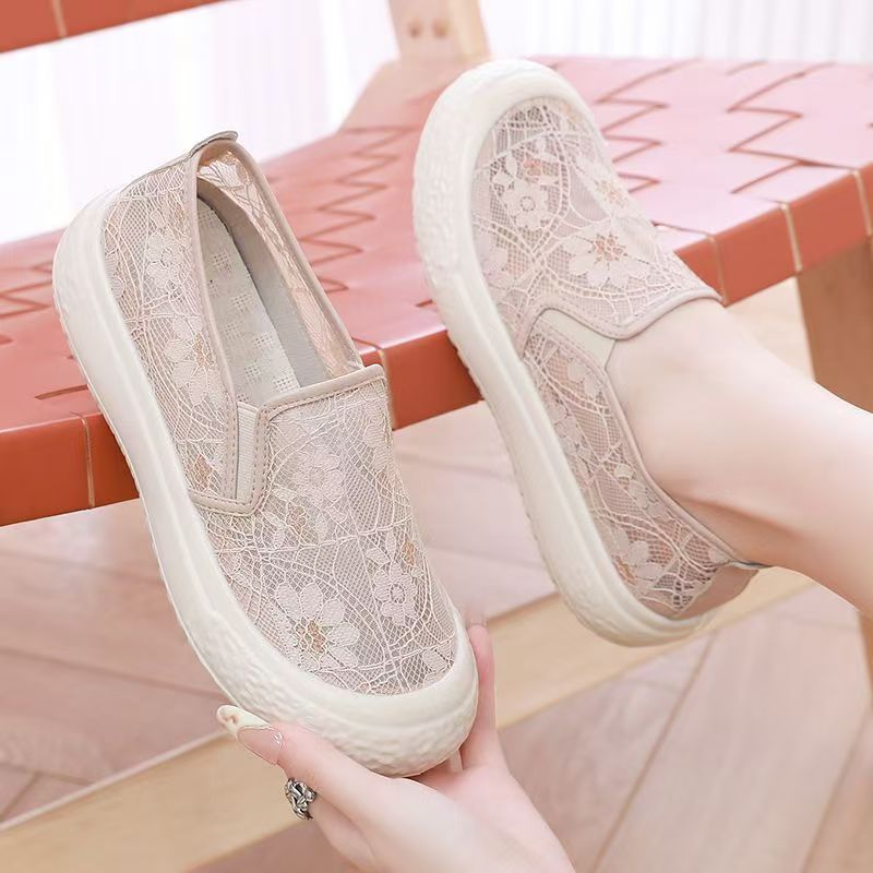 loveccr Summer Mesh Breathable Fisherman Shoes Women's Shoes Classic Style Platform Casual Shoes Slip-on Lofter Women's Mesh Surface Shoes