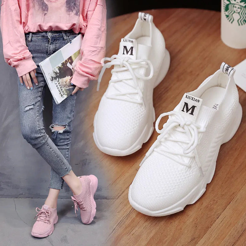 loveccr New Fashion Fly-Kit Mesh Women's Sneaker Women's Fashion Korean Casual Shoes Foreign Trade Wholesale Stall Wholesale Shoes